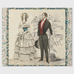 Vintage 1844 Victoriaanse Huwelijksillustratie Cadeaupapier