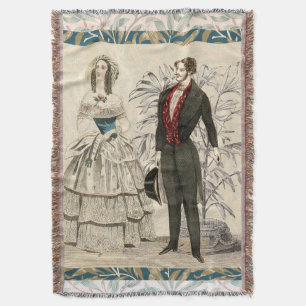 Vintage 1844 Victoriaanse Huwelijksillustratie Deken