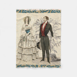 Vintage 1844 Victoriaanse Huwelijksillustratie Fleece Deken