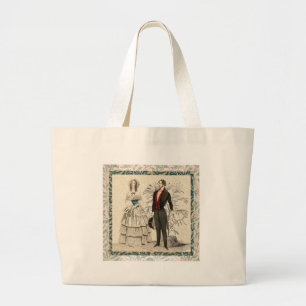 Vintage 1844 Victoriaanse Huwelijksillustratie Grote Tote Bag