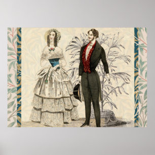 Vintage 1844 Victoriaanse Huwelijksillustratie  Poster
