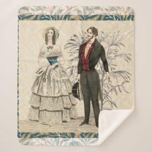 Vintage 1844 Victoriaanse Huwelijksillustratie Sherpa Deken