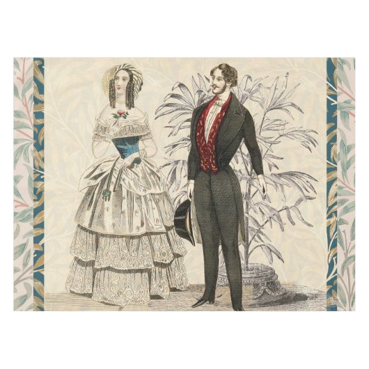 Vintage 1844 Victoriaanse Huwelijksillustratie Tafelkleed (Voorkant (Horizontaal))