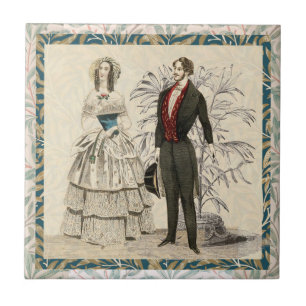 Vintage 1844 Victoriaanse Huwelijksillustratie Tegeltje
