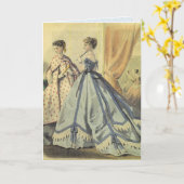 Vintage 1860 Vrouwen Kaart (Gele Bloem)