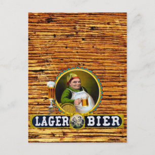 Vintage 1879 Lager op eikenhout Briefkaart