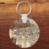 Vintage 1879 Lager Saranac Lake Reconnaissance Map Sleutelhanger (Voorkant)