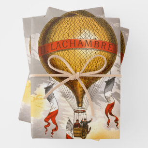 Vintage 1880 Lachambre Heet Luchtballon Kunst Inpakpapier Vel