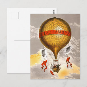 Vintage 1880 Lachambre-hete luchtballon kunst Briefkaart