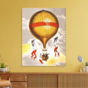 Vintage 1880 Lachambre-hete luchtballon kunst Canvas Afdruk