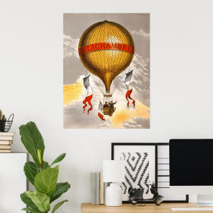 Vintage 1880 Lachambre-hete luchtballon kunst Poster