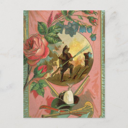 Vintage 1880's Fireman Firefighter Hoesje Briefkaart (Voorkant)