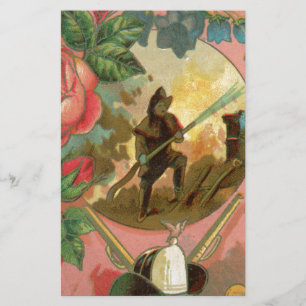 Vintage 1880's Fireman Firefighter Hoesje Briefpapier