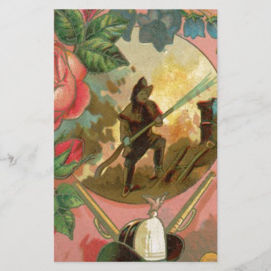 Vintage 1880's Fireman Firefighter Hoesje Briefpapier (Voorkant)