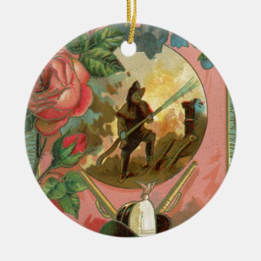 Vintage 1880's Fireman Firefighter Hoesje Keramisch Ornament (Voorkant)