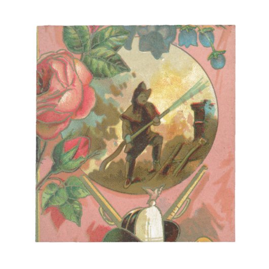Vintage 1880's Fireman Firefighter Hoesje Notitieblok (Voorkant)
