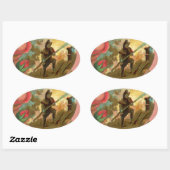 Vintage 1880's Fireman Firefighter Hoesje Ovale Sticker (Vel)