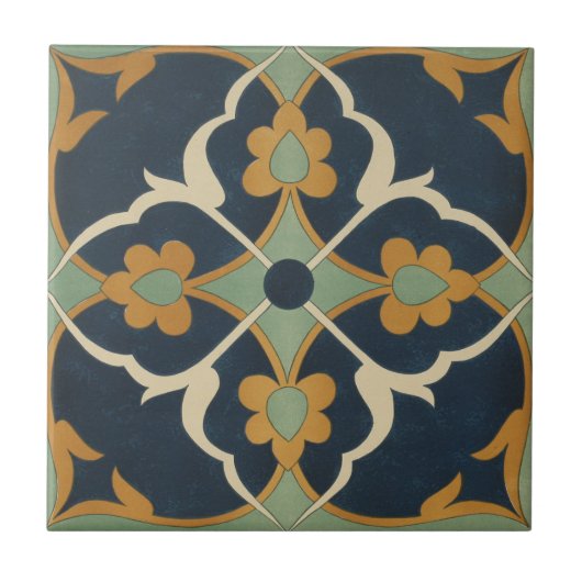 Vintage 1884 Groen sieraardenkunst Tegeltje (Voorkant)