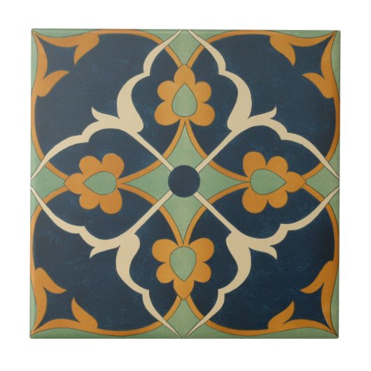 Vintage 1884 Groen sieraardenkunst Tegeltje (Voorkant)