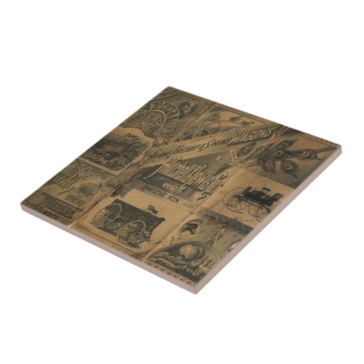 Vintage 1885 Collage en keramische tapijten Tegeltje (Zijkant)