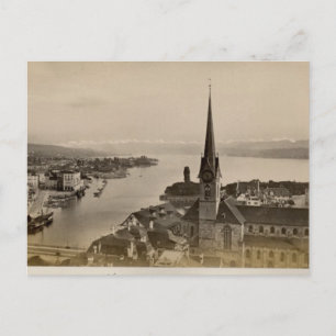 Vintage, 1890, Zürich en het Zürich-meer Briefkaart