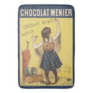 Vintage 1892 Chocolat Menier Franse Meisje Kunst Badmat