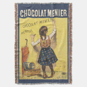 Vintage 1892 Chocolat Menier Franse Meisje Kunst Deken