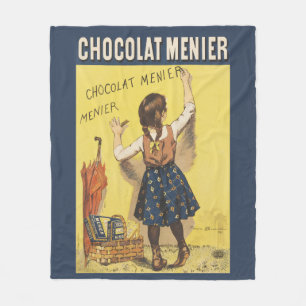 Vintage 1892 Chocolat Menier Franse Meisje Kunst Fleece Deken