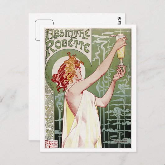 Vintage 1895 Absinthe Robette Briefkaart (Voorkant / Achterkant)