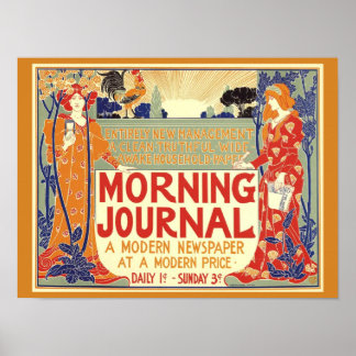 VINTAGE 1895 MORNING JOURNAL NEWSPAPER Hoesje Copy Poster