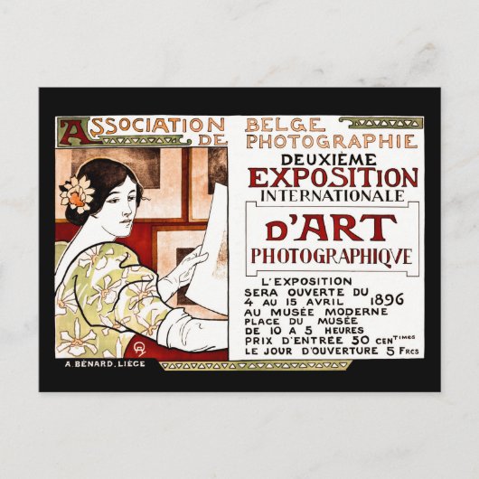 Vintage 1896 art Nouvelle Belgian fotographers art Briefkaart (Voorkant)
