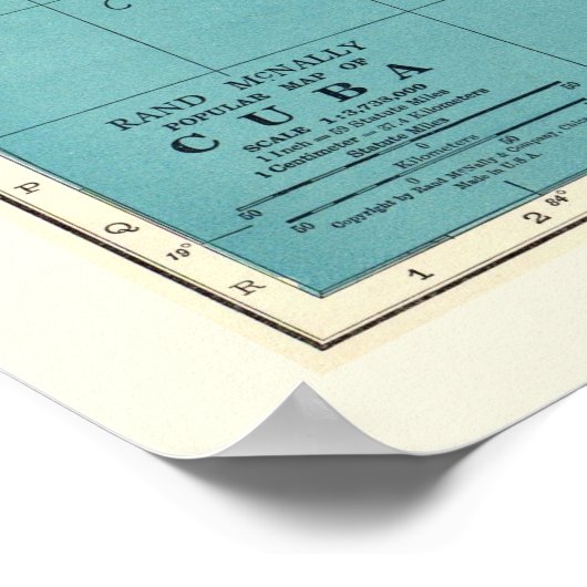 Vintage 18x24 Kaart van Cuba Poster (Hoek)