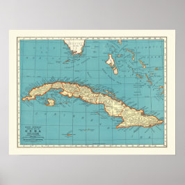 Vintage 18x24 Kaart van Cuba Poster