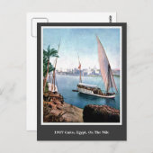 Vintage 1900 Caïro Egypte op de Nijlrivier Briefkaart (Voorkant / Achterkant)