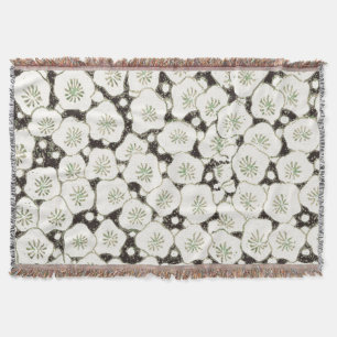 Vintage 1902 Japanse bloem: Zwarte Witte Bloesem Deken