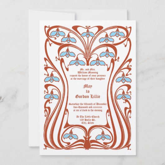 Vintage 1904 Art Nouveau Flowers Foliage Frame Kaart (Voorkant)