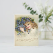 Vintage 1904 Girl Violets Birthday Briefkaart (Staand voorkant)