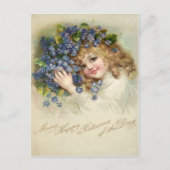Vintage 1904 Girl Violets Birthday Briefkaart (Voorkant)