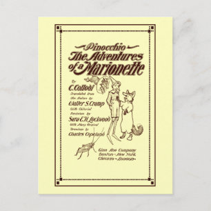Vintage 1904 Pinocchio-omslag Briefkaart