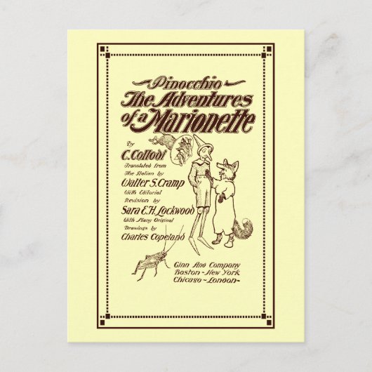 Vintage 1904 Pinocchio-omslag Briefkaart (Voorkant)