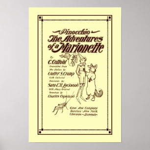 Vintage 1904 Pinocchio-omslag Poster