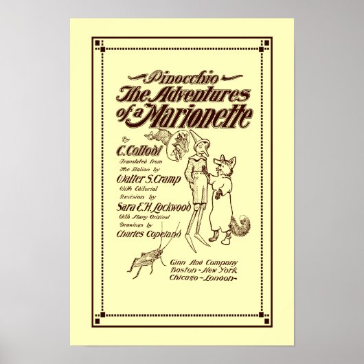 Vintage 1904 Pinocchio-omslag Poster (Voorkant)