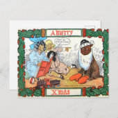 Vintage 1906 Christmas Santa Dog & Kids Briefkaart (Voorkant / Achterkant)