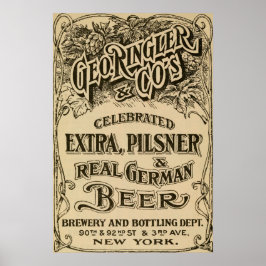 Vintage 1908: Bierbrouwerij en bier Poster