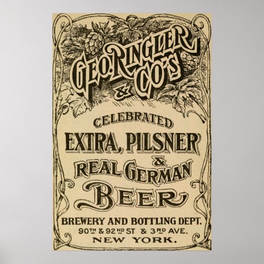 Vintage 1908: Bierbrouwerij en bier Poster (Voorkant)