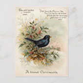 Vintage 1908 Blackbird Christmas Holiday Art Briefkaart (Voorkant)