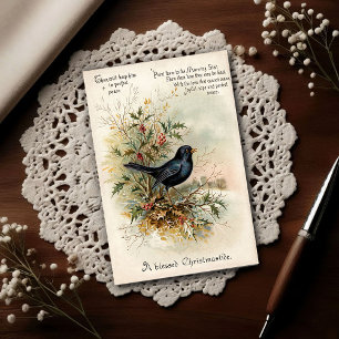Vintage 1908 Blackbird Kerstvakantie Kunst Briefkaart