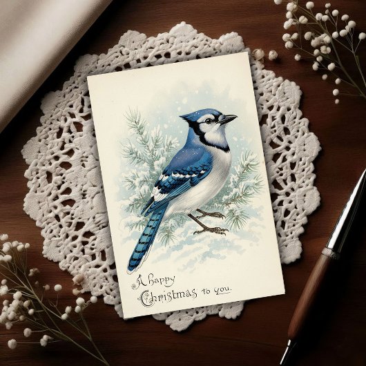 Vintage 1908 Blue Jay Christmas  Briefkaart