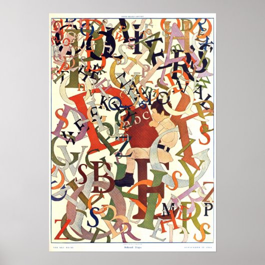 Vintage 1908 Maxfield Parrish, "School Days" Poster (Voorkant)