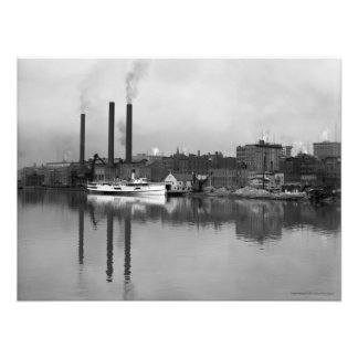 VINTAGE 1910 FOTO van Toledo, OH Waterfront Foto Afdruk
